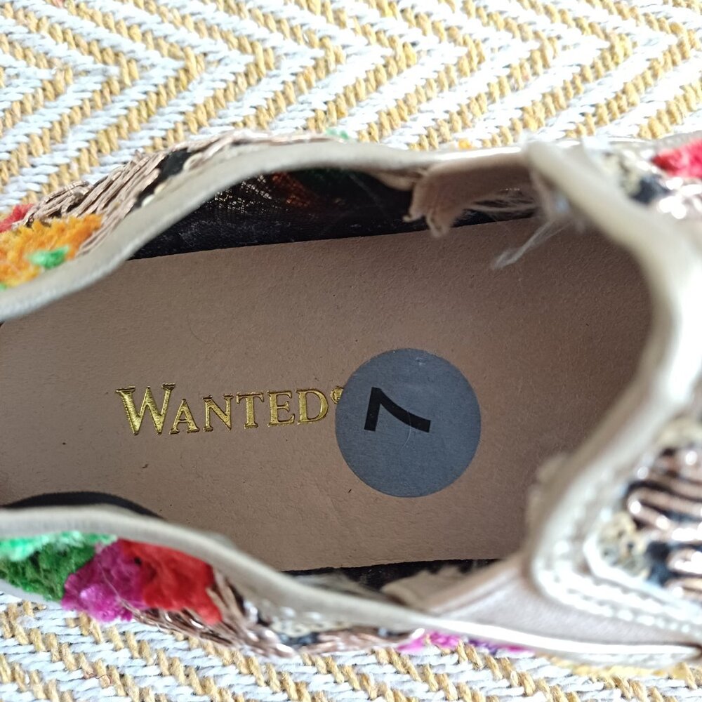 Stunning Wanted Renoir Colorful Embroidered Sequins Slip On Shoes Size 7 - Picture 4 of 11